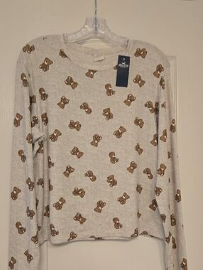 Hollister Cozy Long-Sleeve Teddy Bear Pajama Top